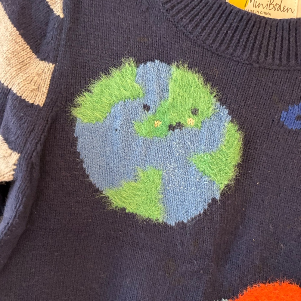 Mini Boden Navy Outer Space Sweater Sz 3-4 - Picture 2 of 4
